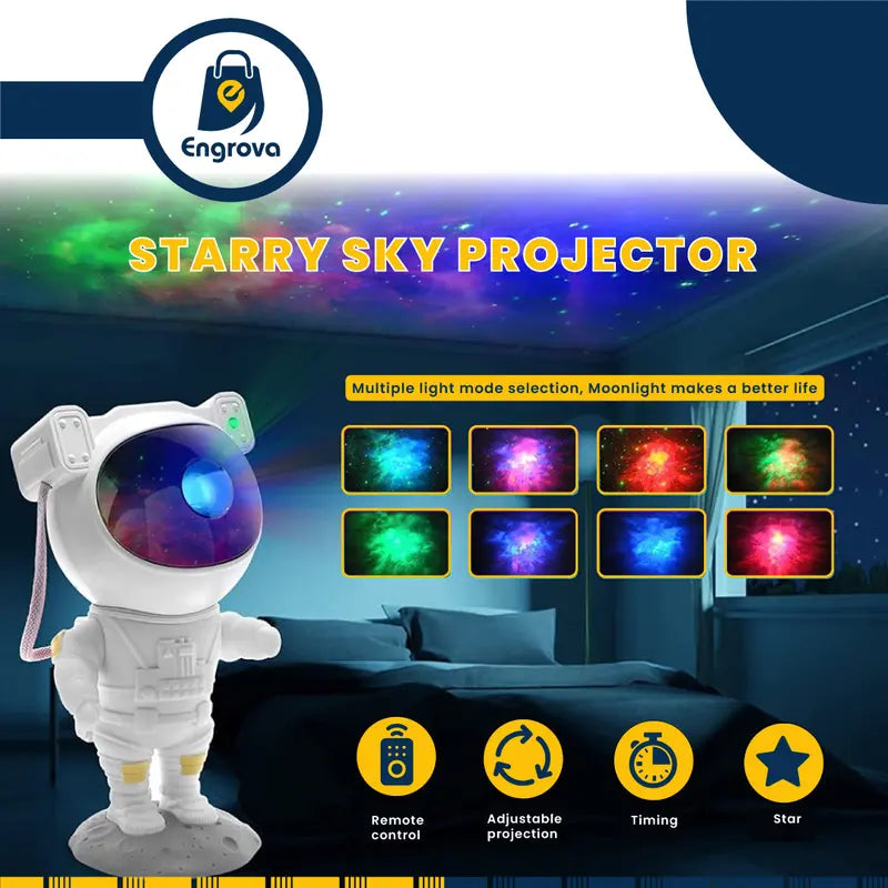 Engrova Astronaut Star Projector Night Light - Projector Night Light for Bedroom with Remote Control and Timer, Astro Alan Star Ceiling Projector for Kids Adults