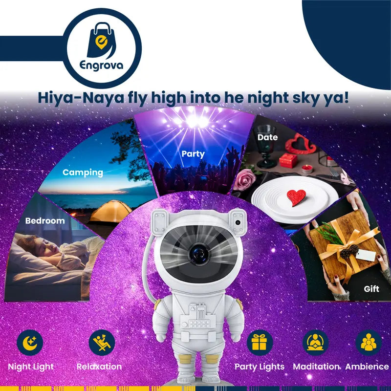 Engrova Astronaut Star Projector Night Light - Projector Night Light for Bedroom with Remote Control and Timer, Astro Alan Star Ceiling Projector for Kids Adults